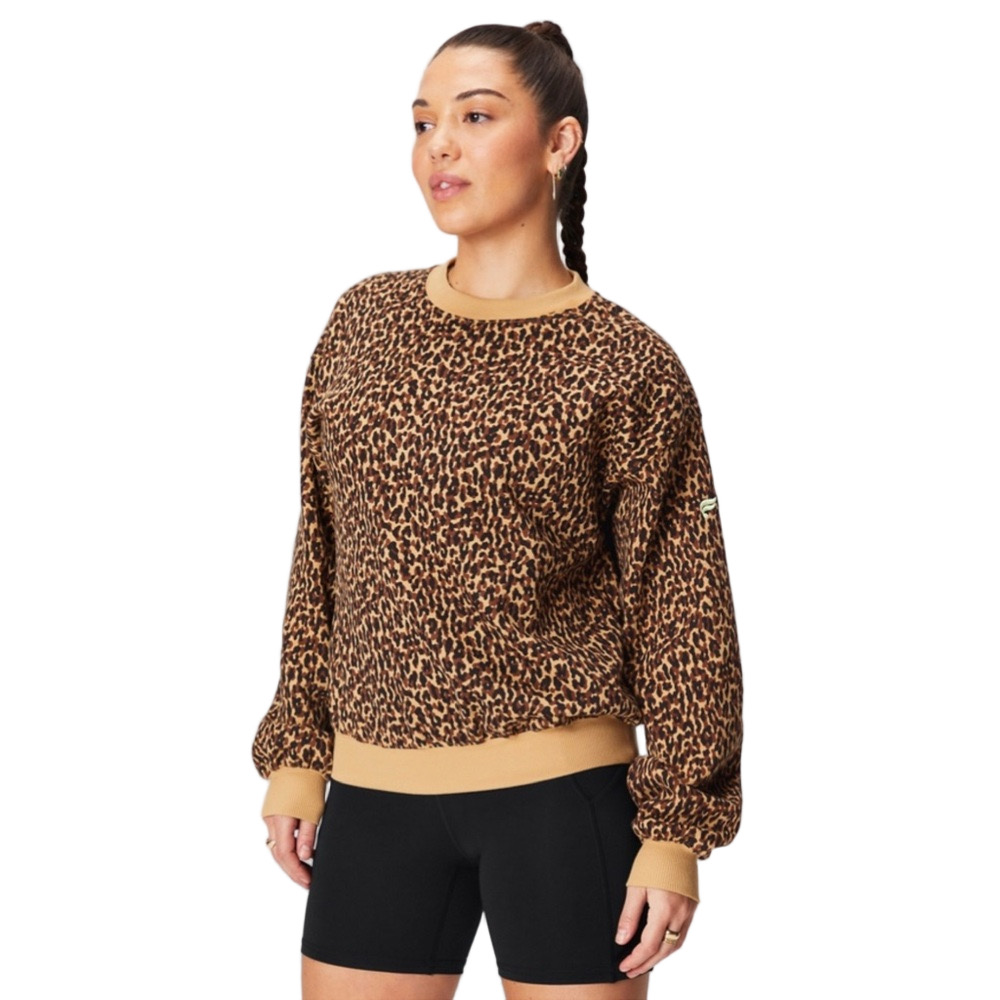 🪗Fabletics Sweater fleece sweatshirt crew neck cheetah 🐆 print size XXL GUC…